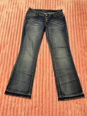 Maurices Dark Blue Flare Jeans with Button-Fly